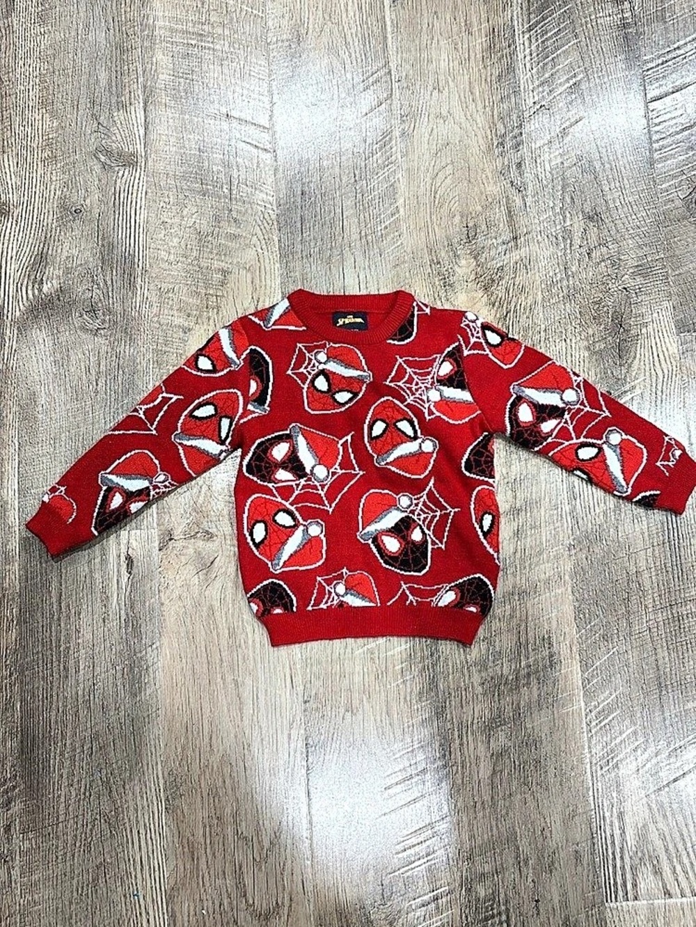 Marvel Spider-Man Santa Hat Holiday Sweater Boys 3-4 Years Red & Black